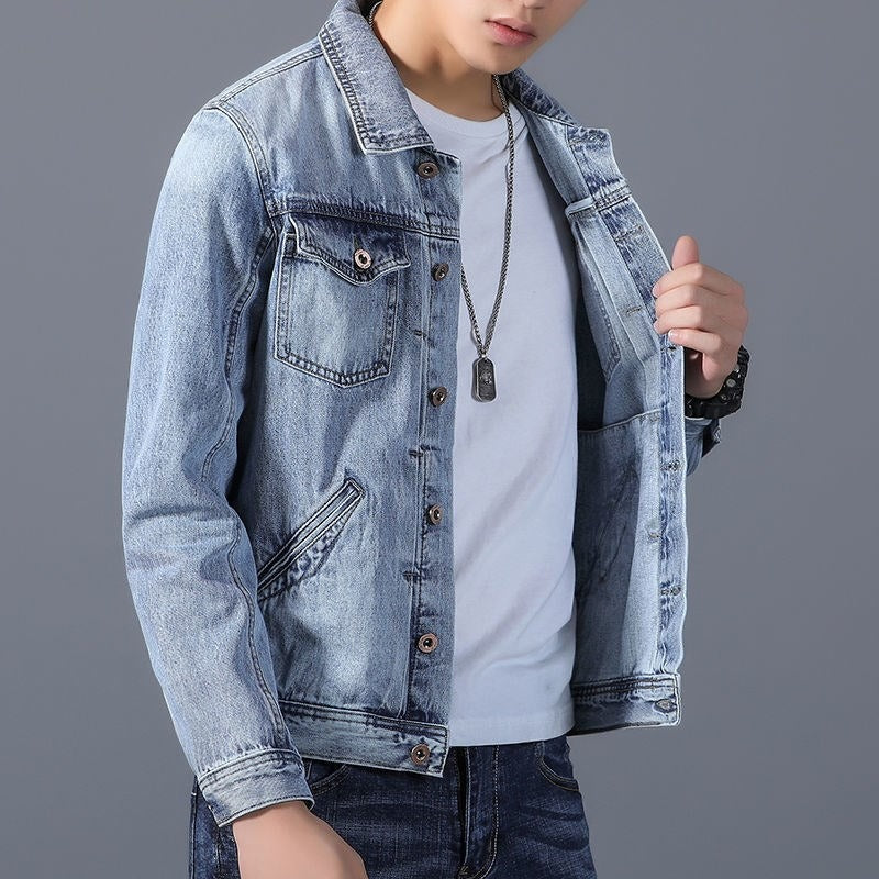 Drune | Klassisches Denim Herrenjackett mit Taschen an der Vorderseite