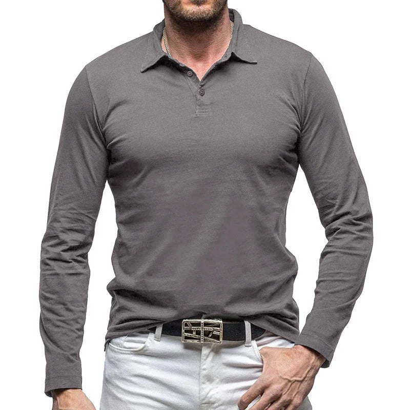 Drune | Piqué Shirt Slim Fit Langarm Knopfverschluss Baumwolle Smart Lässig