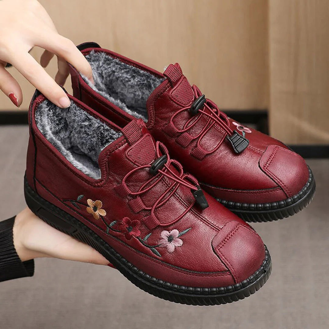 Drune | Schuhe Knöchelhöhe Florale Stickerei Schnürsenkel mit Verschluss Weiche Innenausstattung