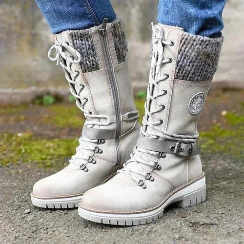 Drune | Stiefel Frontschnürung Reißverschluss Wollbündchen Schnallen Details