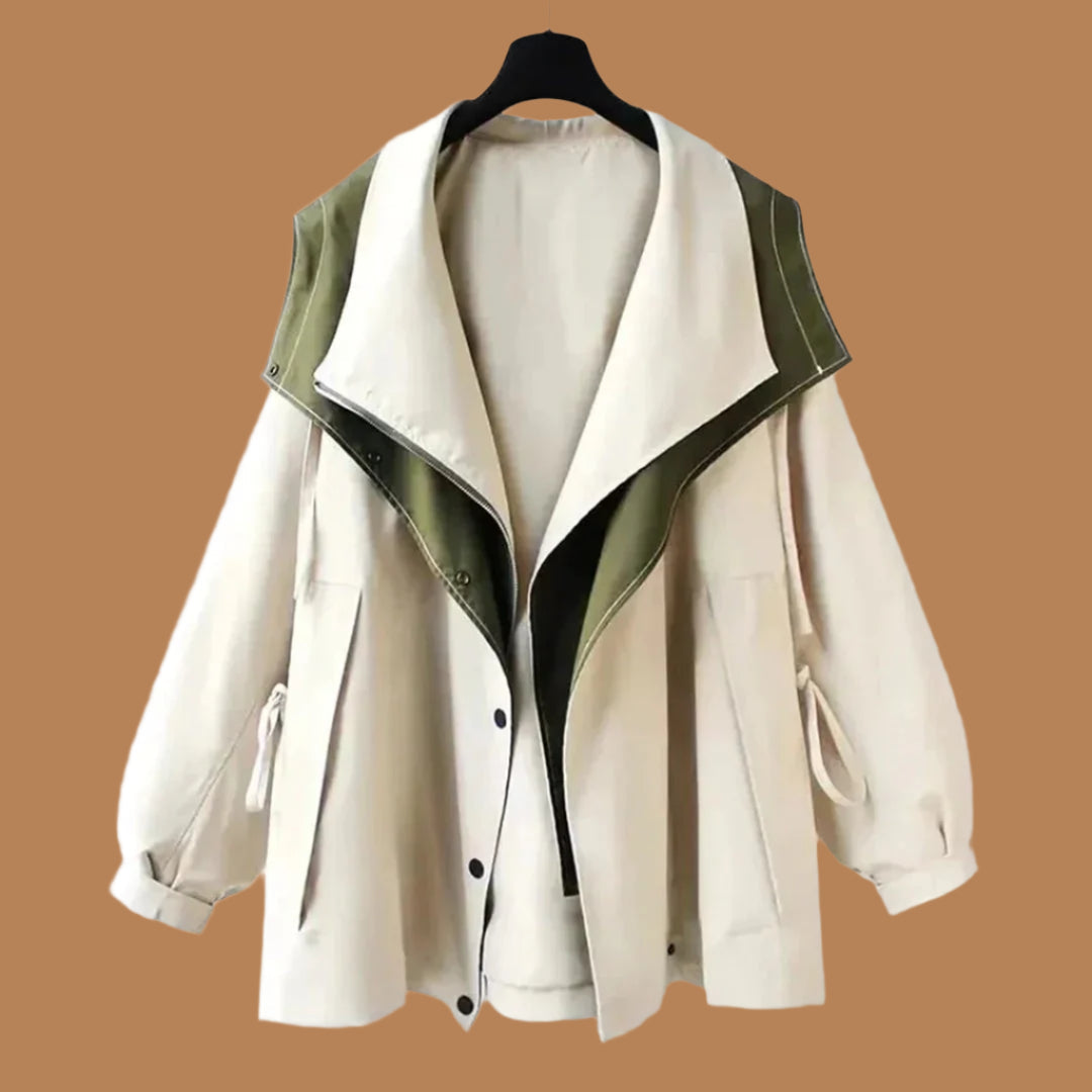 Drune | Damenmantel – Oversized Fit – Wollmischung – Statement-Kragen – Knopfverschluss