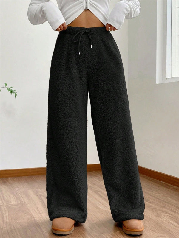 Drune | High Waist Teddy Loungehose mit Kordelzug