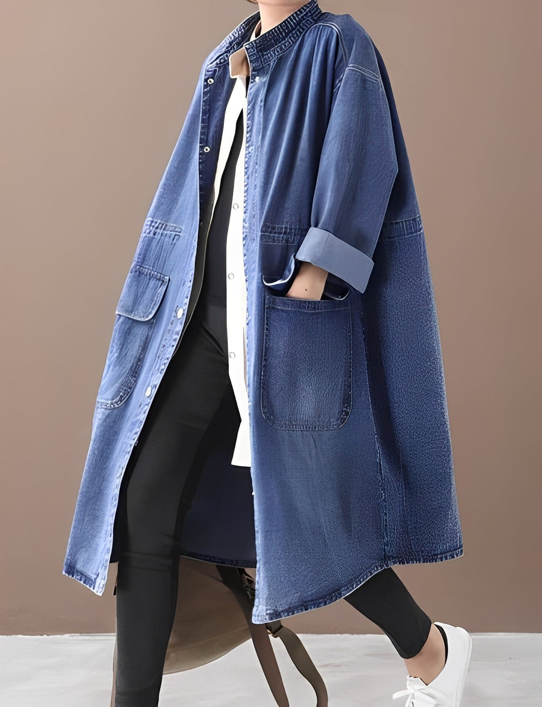 Drune | Oversized Denimjacke mit Stehkragen für Frauen