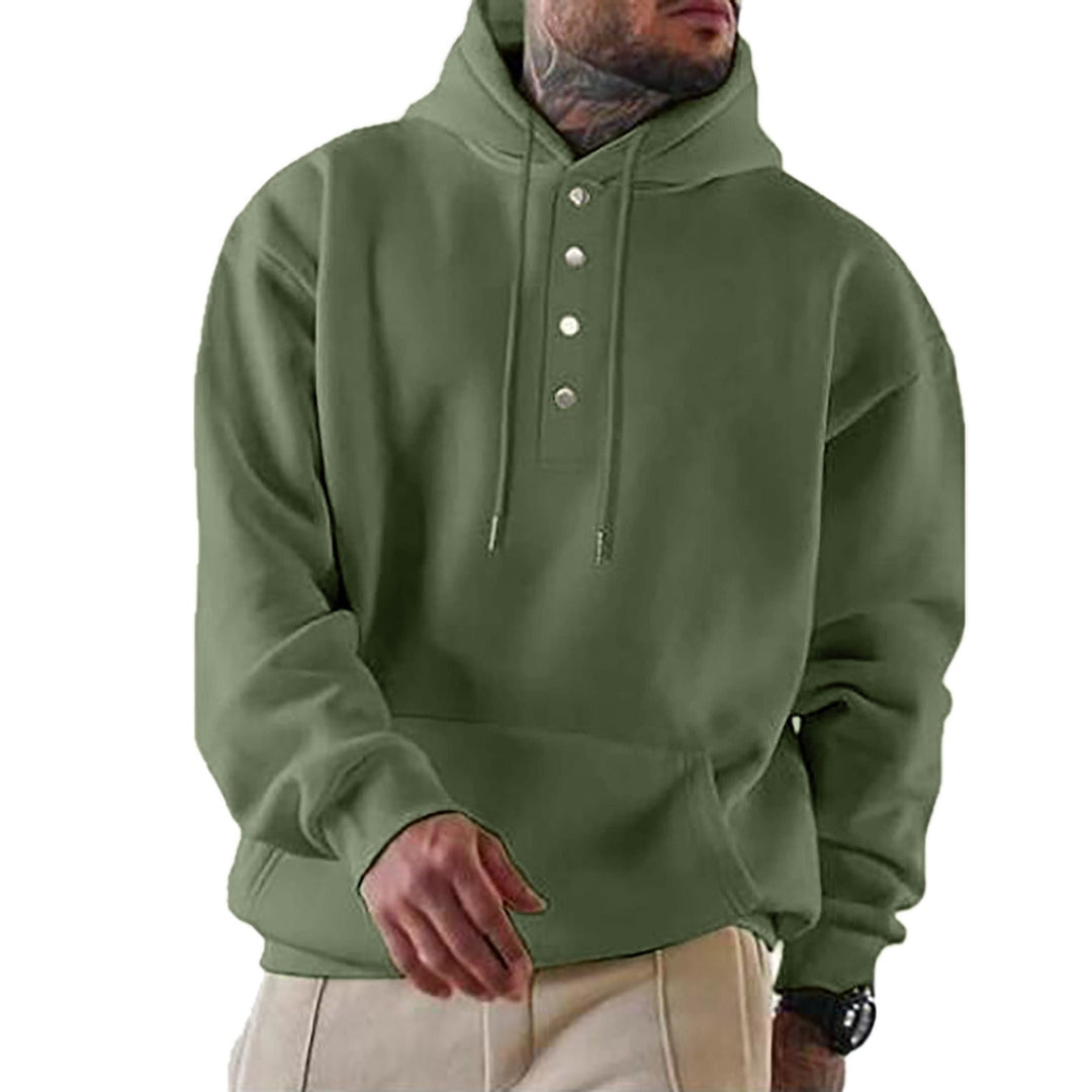 Drune | Kapuzenpullover Lockerer Schnitt Fleece Knopfleiste Alltagsgebrauch