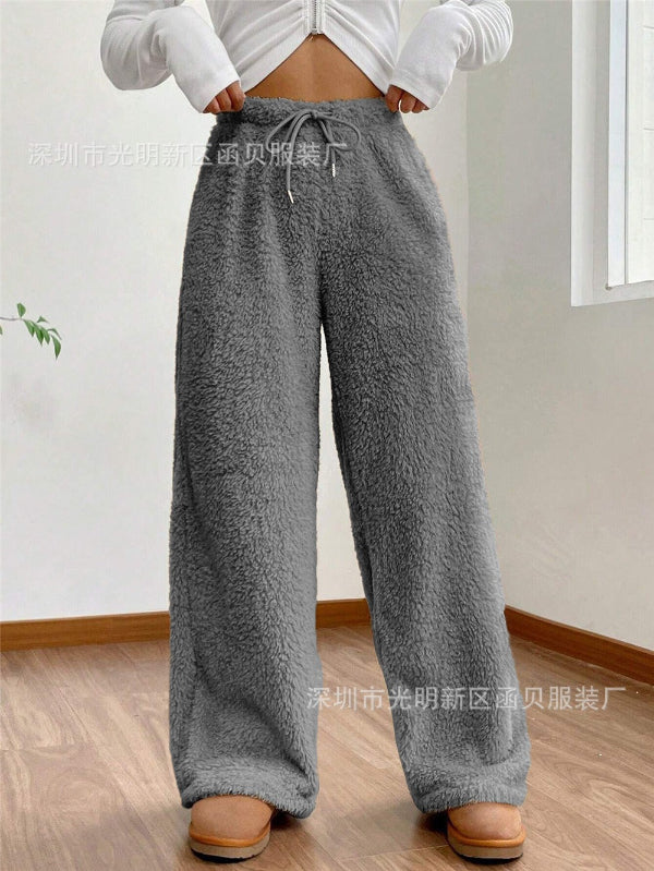 Drune | High Waist Teddy Loungehose mit Kordelzug