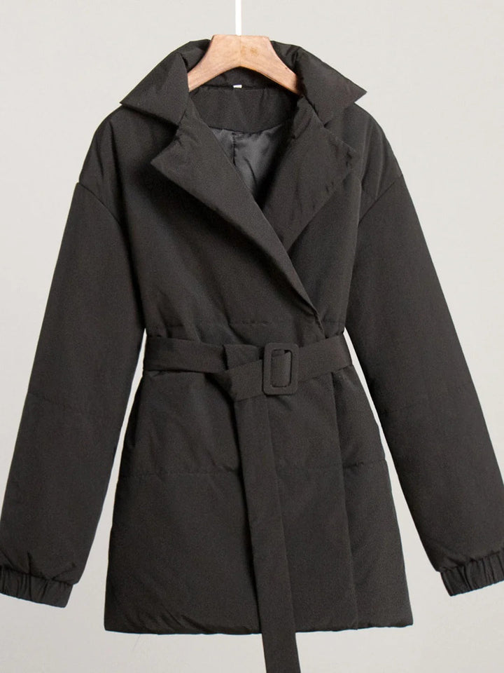 Drune | Gürteltaschen Pufferjacke Wickel Front Stepp Wintermantel