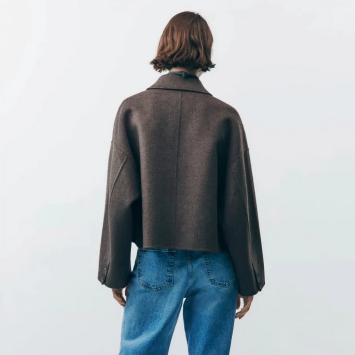 Drune | Cropped Wollmischung Jacke Minimalistische Knopf Down Oberbekleidung
