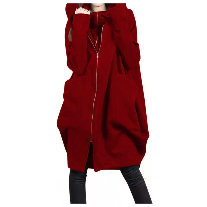 Drune | Mittellanger Mantel - Oversized Fit - Kapuze - Reißverschluss - Weicher Woll-Look