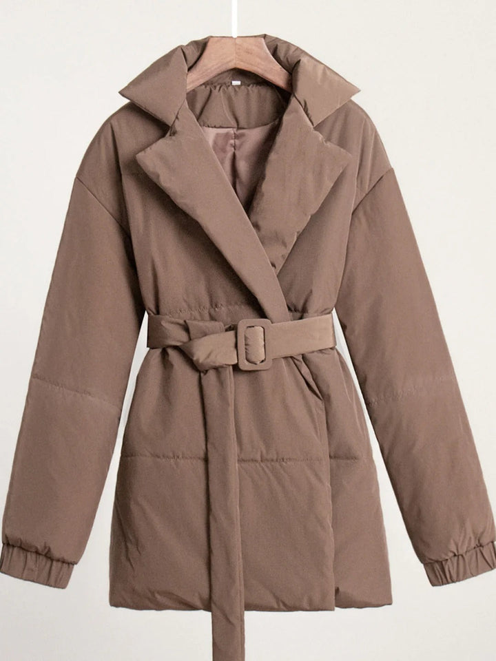 Drune | Gürteltaschen Pufferjacke Wickel Front Stepp Wintermantel