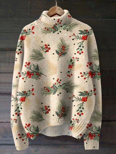 Drune | Rollkragenpullover Wollstrick Relaxed Fit Festliches Muster Rippabschlüsse