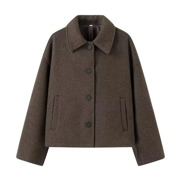 Drune | Cropped Wollmischung Jacke Minimalistische Knopf Down Oberbekleidung
