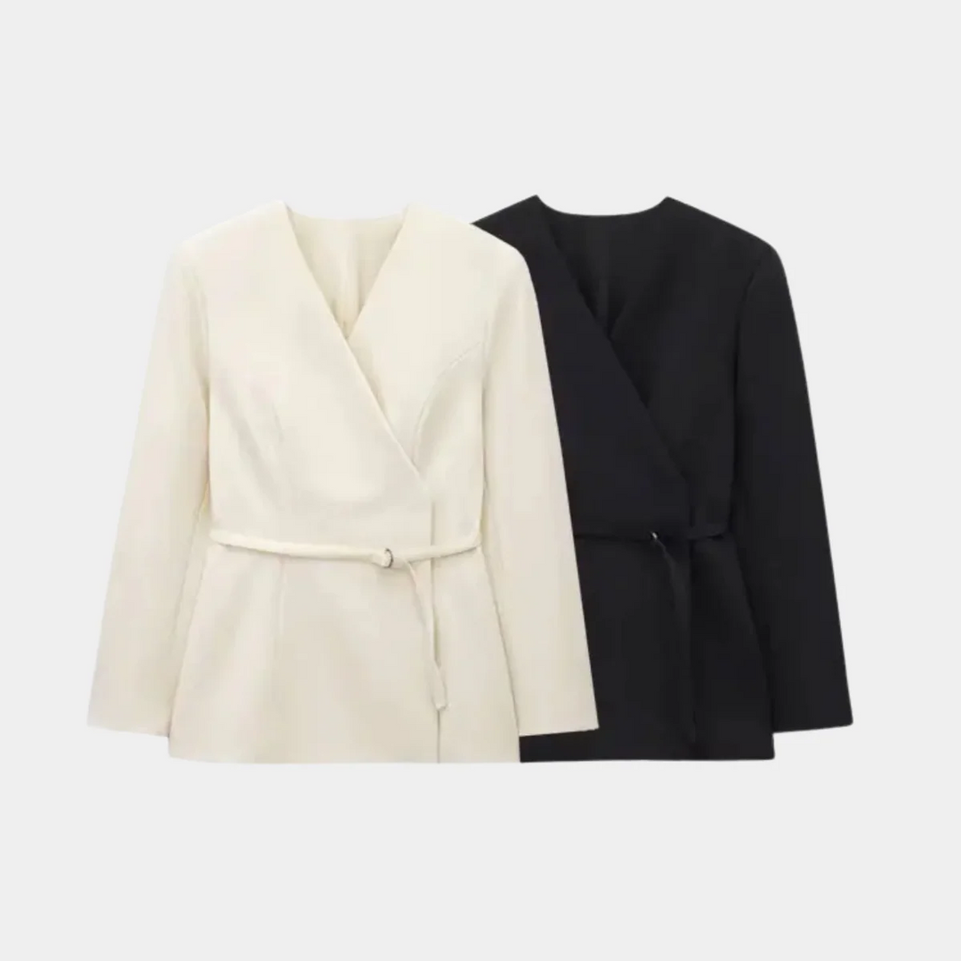 Drune | Wickel Blazer Jacke Langarm Taillierte Passform mit Gürtel