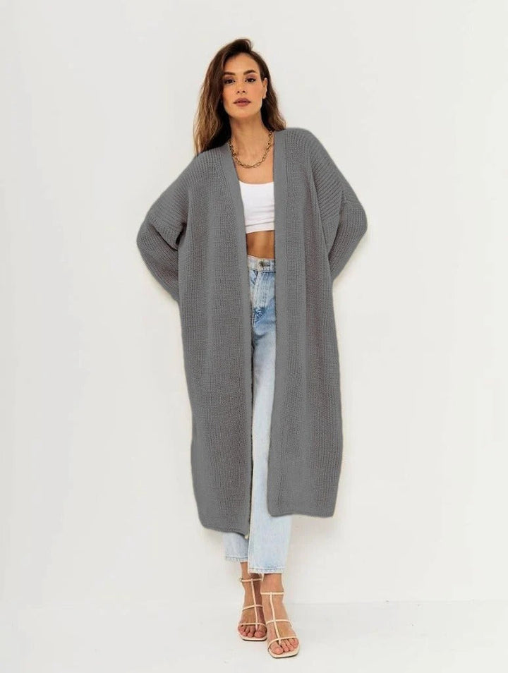 Drune | Lange Strickjacke Wollgefühl Übergröße Schnitt Offene Vorderseite