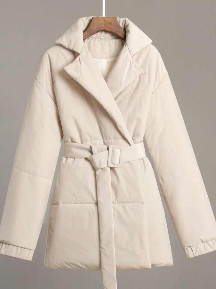 Drune | Gürteltaschen Pufferjacke Wickel Front Stepp Wintermantel