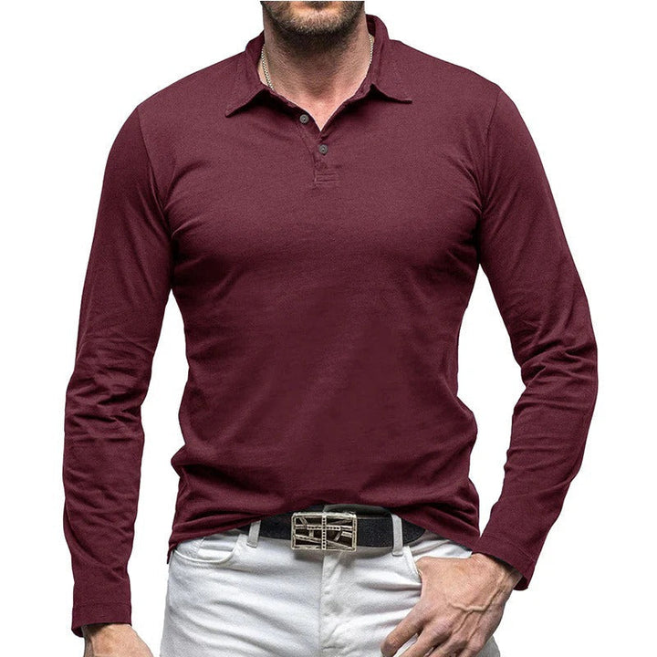 Drune | Piqué Shirt Slim Fit Langarm Knopfverschluss Baumwolle Smart Lässig