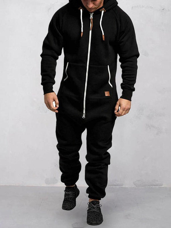 Drune | Jumpsuit Fleece Komfort Lässige Passform Kapuze Voller Reißverschluss Taschen