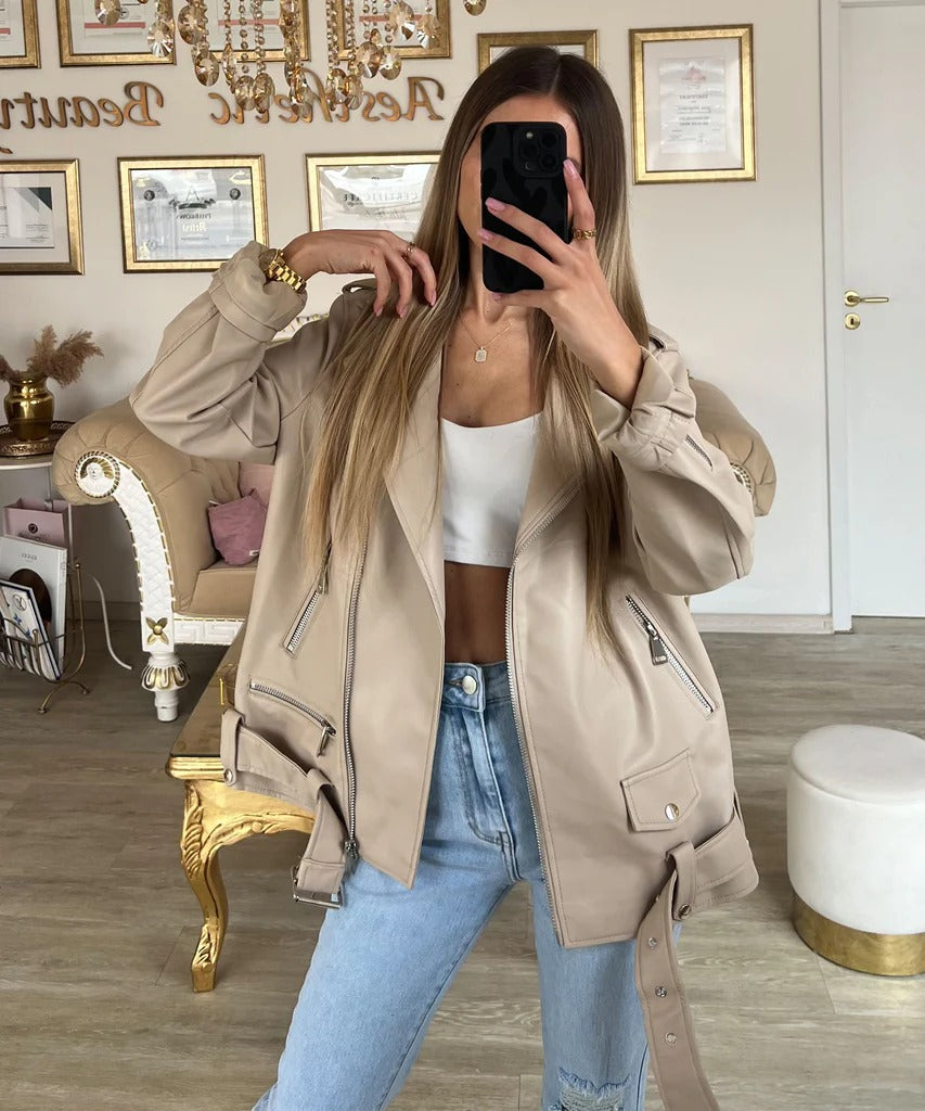 Drune | Klassische Lederjacke für Damen, edel & vielseitig