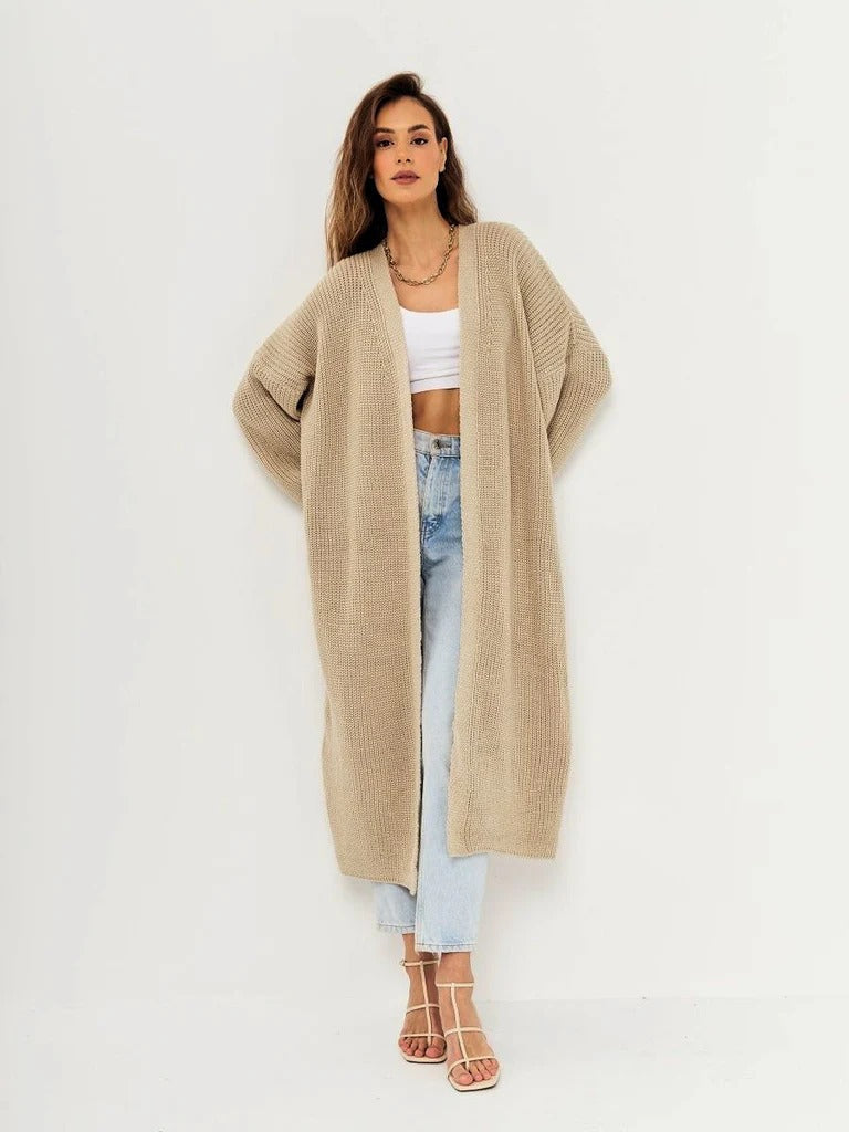 Drune | Lange Strickjacke Wollgefühl Übergröße Schnitt Offene Vorderseite
