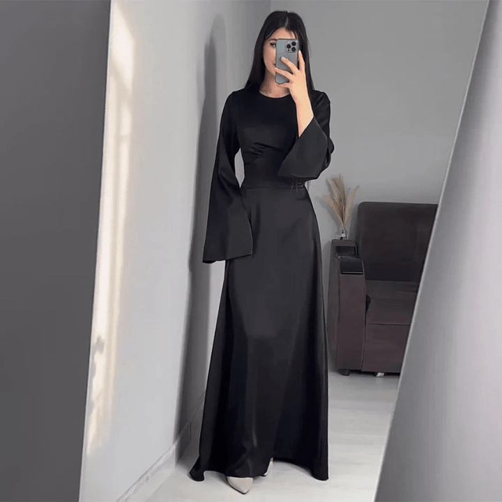Drune | Lange Satin Damenkleid Elegantes Design & Bequem