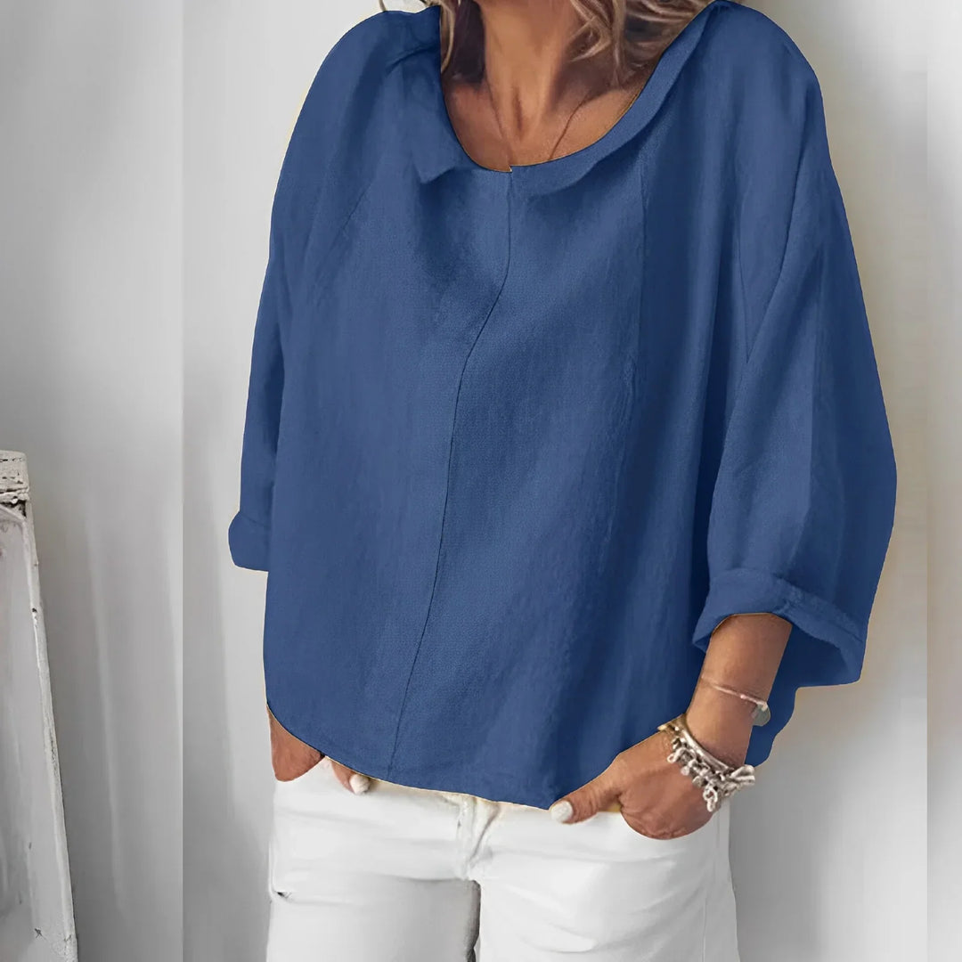 Damen Trendige Leinenbluse Bequem Für Alltag