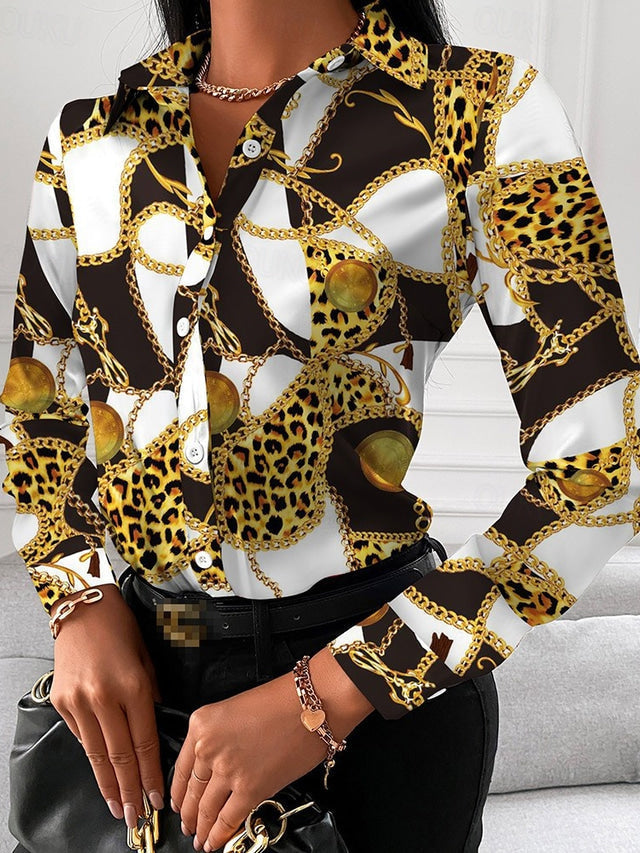 Drune | Schicke Damenbluse mit Goldenen Details