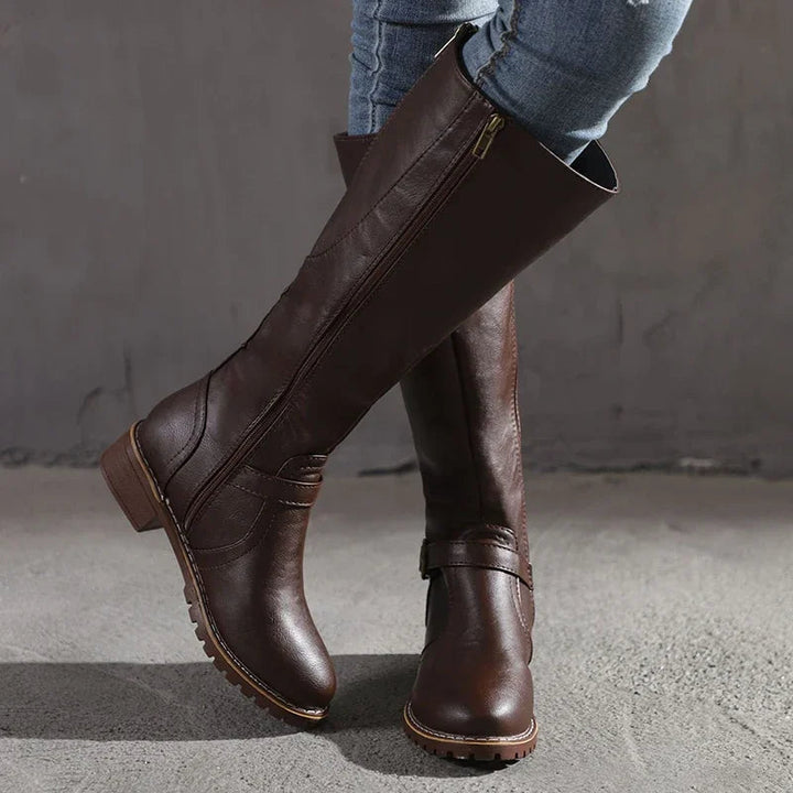 Drune | Knöchelhohe Stiefel Enganliegend Schnalle Langlebiges Lederlook