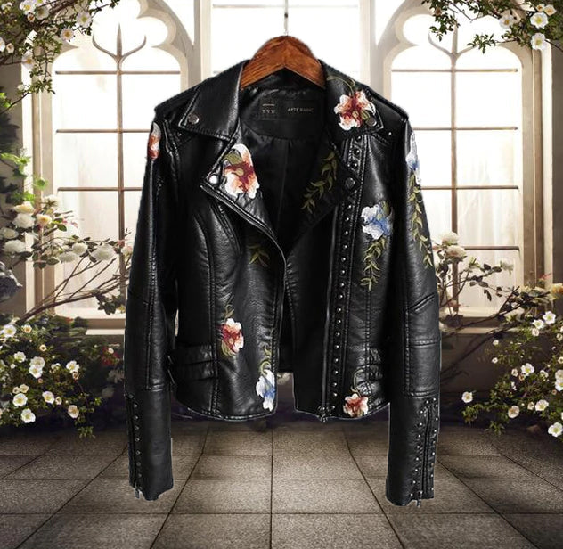 Drune | Bikerjacke mit Blumenmuster - Lässig