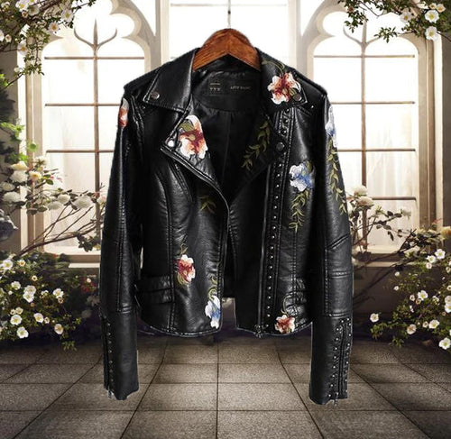 Drune | Damen Motorradjacke mit Floralem Print