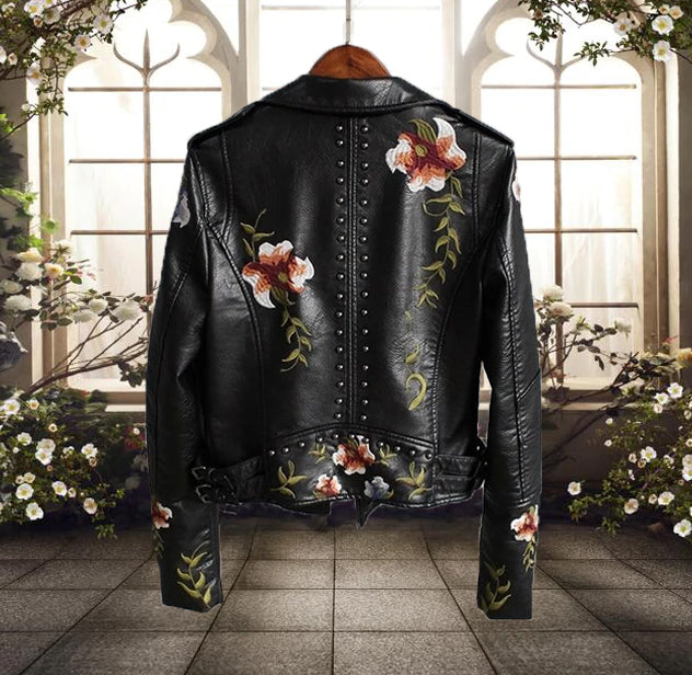 Drune | Bikerjacke mit Blumenmuster - Lässig