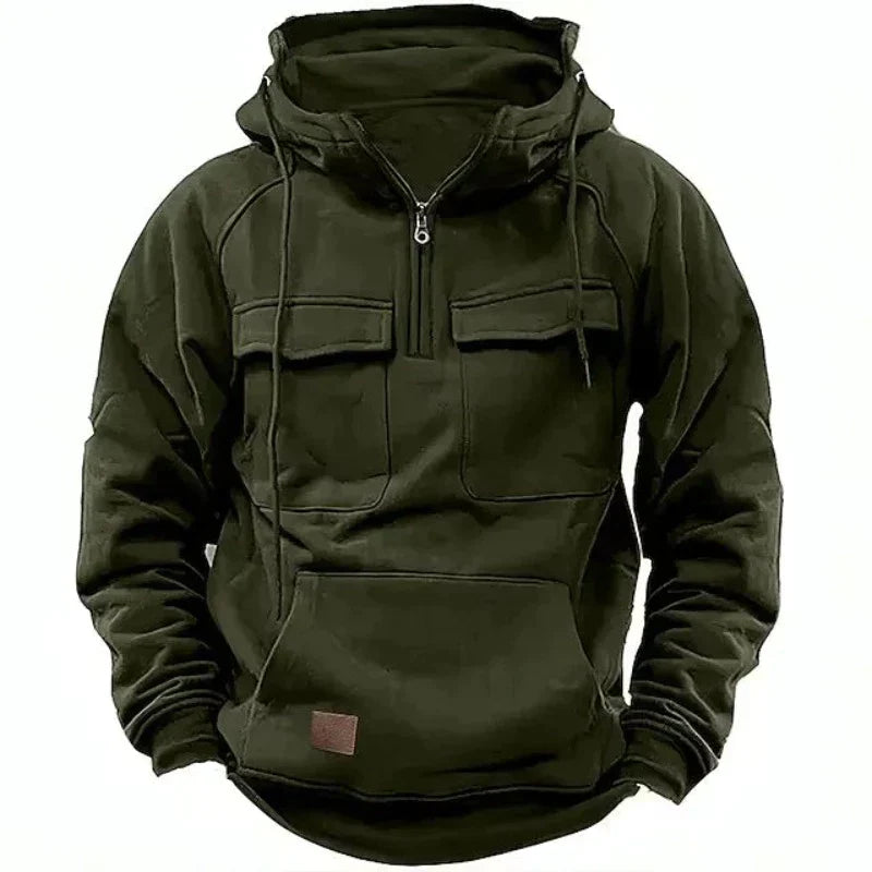 Drune | Funktionale Kapuzenjacke mit Reißverschluss und Vordertaschen Baumwolle Komfortabel und Praktisch