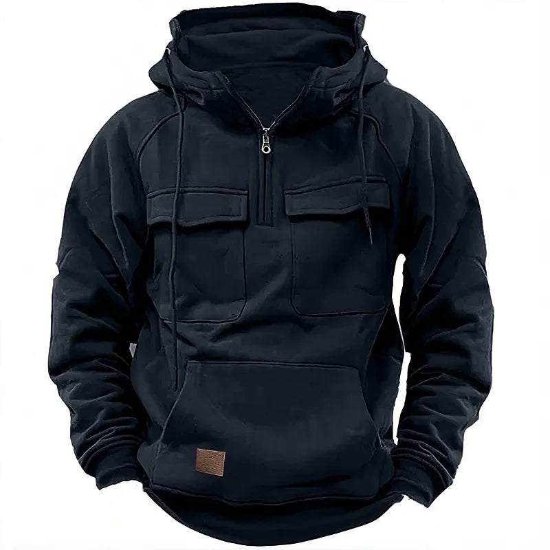 Drune | Funktionale Kapuzenjacke mit Reißverschluss und Vordertaschen Baumwolle Komfortabel und Praktisch