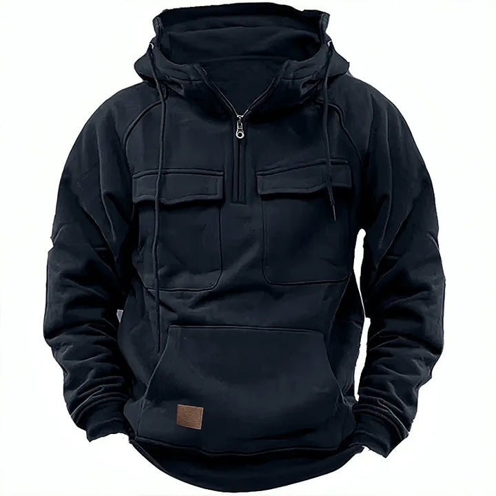 Drune | Funktionale Kapuzenjacke mit Reißverschluss und Vordertaschen Baumwolle Komfortabel und Praktisch