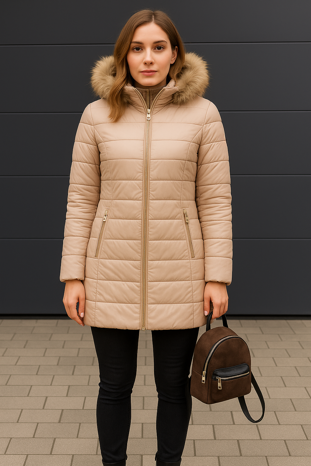 Drune | Damen Warme Daunenjacke mit Pelzkragen für Frauen