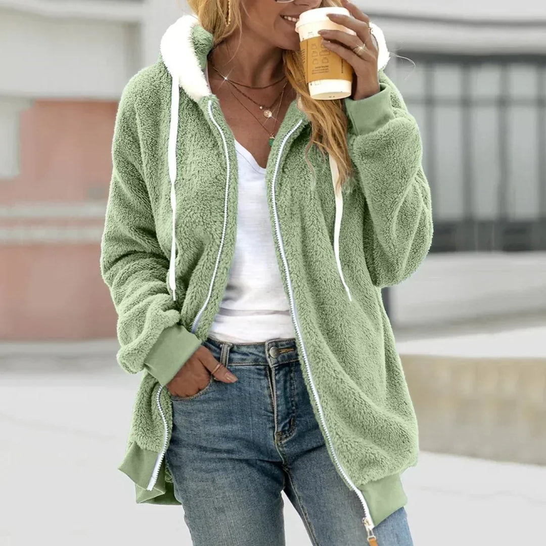 Übergroße Teddy-Cardigan mit Reißverschluss