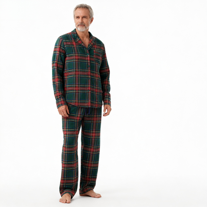 Drune | Familien-Weihnachten Plaid Knopf-Front-Pyjama-Sets