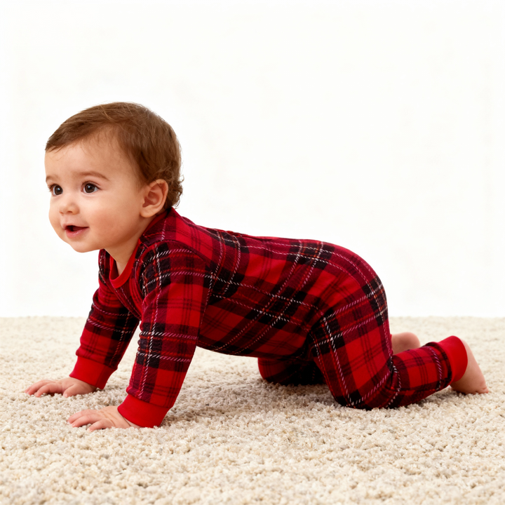 Drune | Familie Urlaub Weihnachten Baumwolle Rot Karierte Pyjama Set