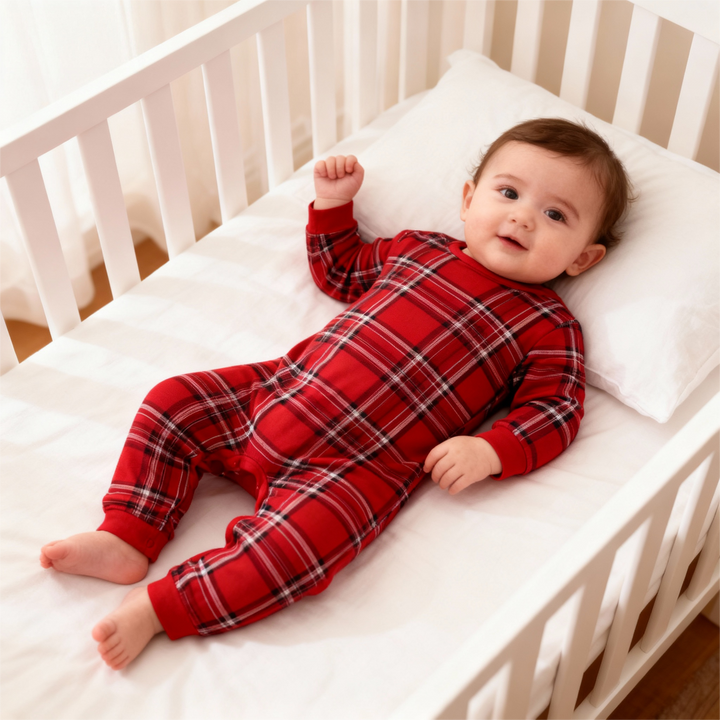 Drune | Familienset Weihnachtsbaum Baumwolle Rot Karomuster Pyjama