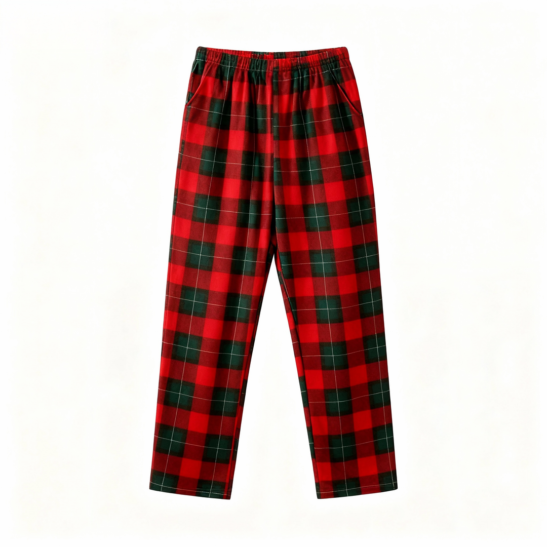 Drune | Passende Familien-Schlafanzüge Grüner Karierter Weihnachts-Pyjama Set