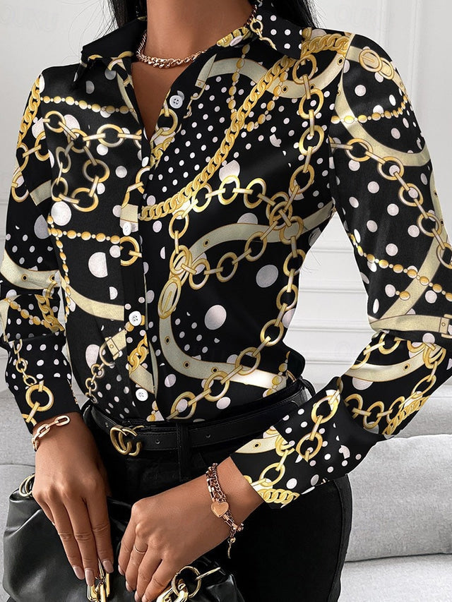 Drune | Schicke Damenbluse mit Goldenen Details