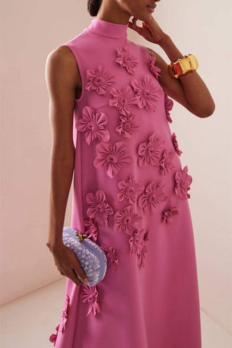 Drune | Langes Rosa Kleid Mit Blumen