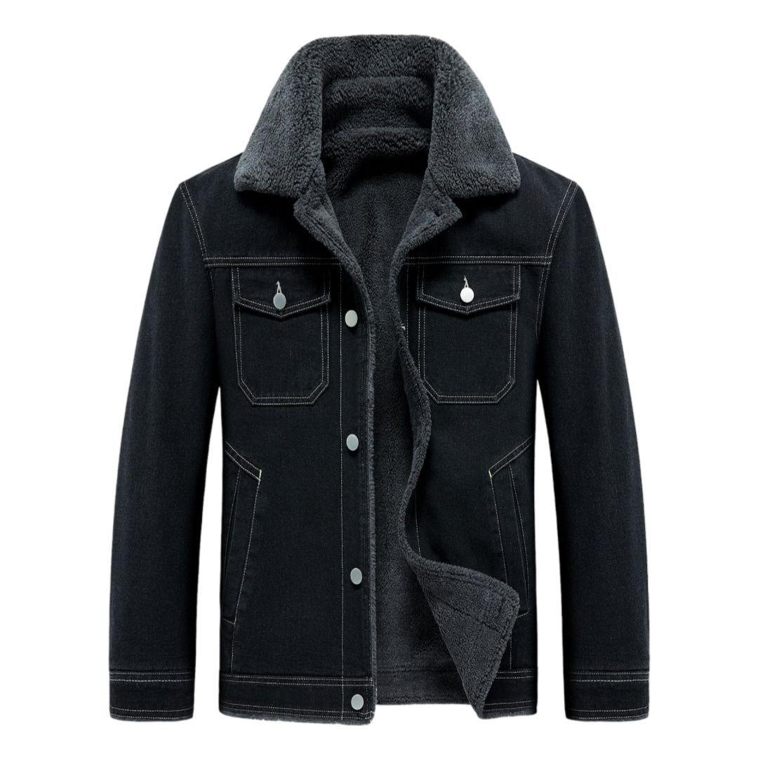 Drune | Mautios Jeansjacke mit Kunstlammfellfutter