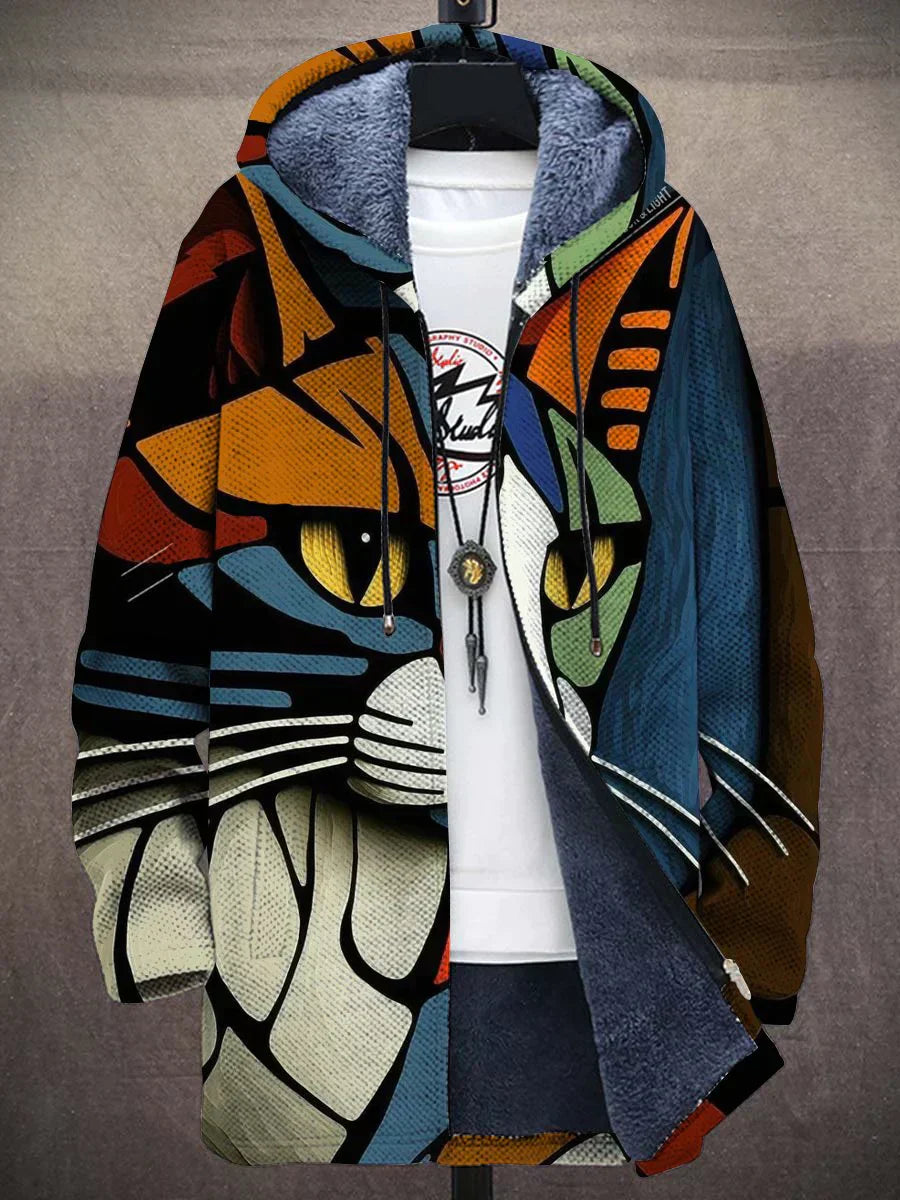 Drune | Warme Jacke mit Katzenmuster
