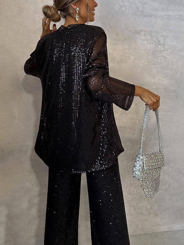 Damen Glitzerndes Blazeranzug mit weitem Bein und schimmernden Pailletten Drune