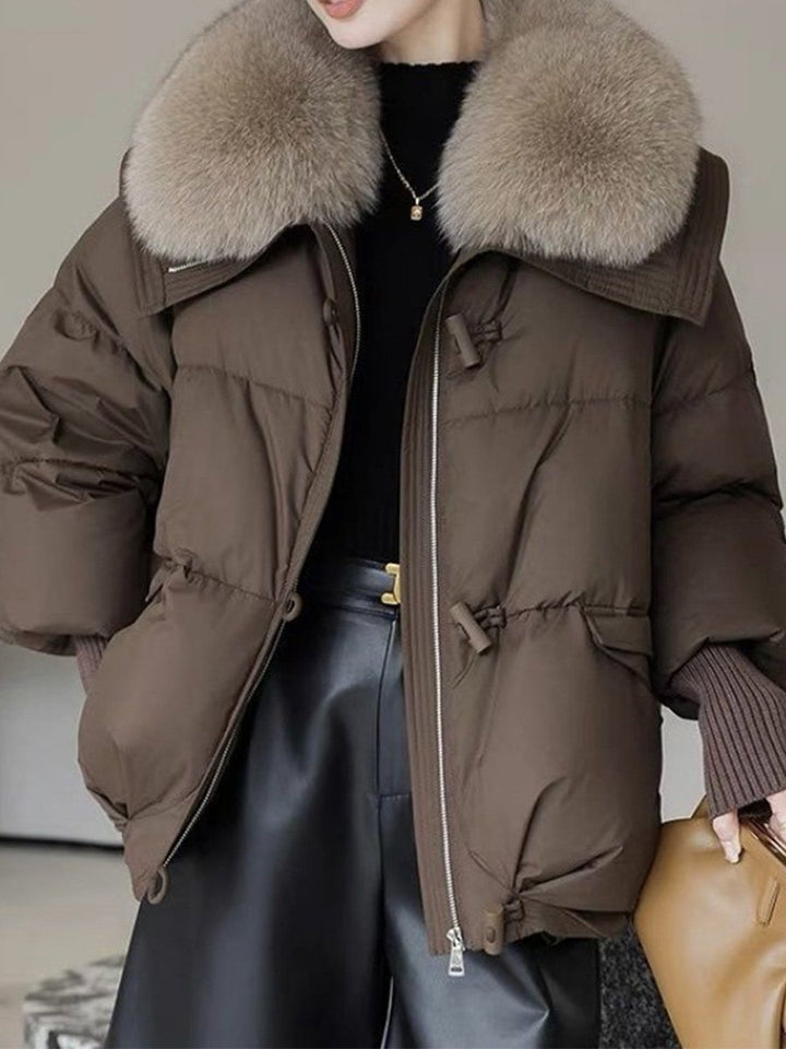 Drune | oversized Daunenjacke - luxuriöser Plüsch-Fellkragen und warme gepolsterte Jacke