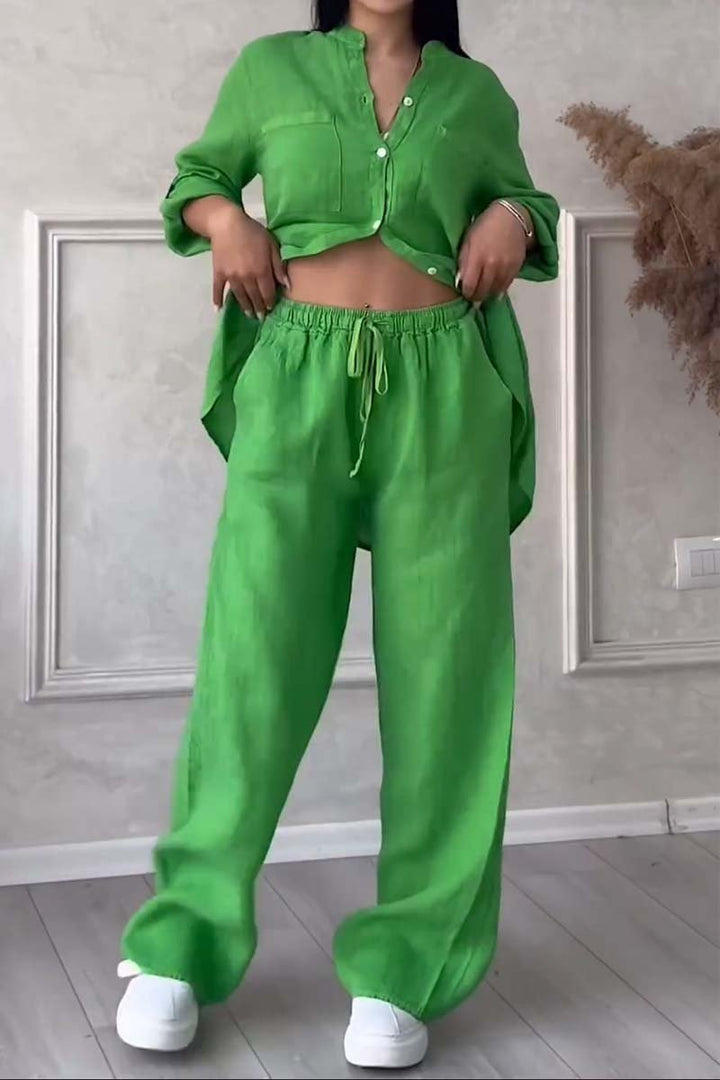 Drune | Zweiteiliges Set mit Hosen aus Baumwolle und Leinen