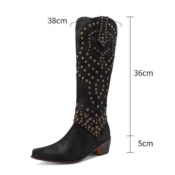 Drune - Hohe Stiefel Mit Metallnieten Und Kobigem Absatz