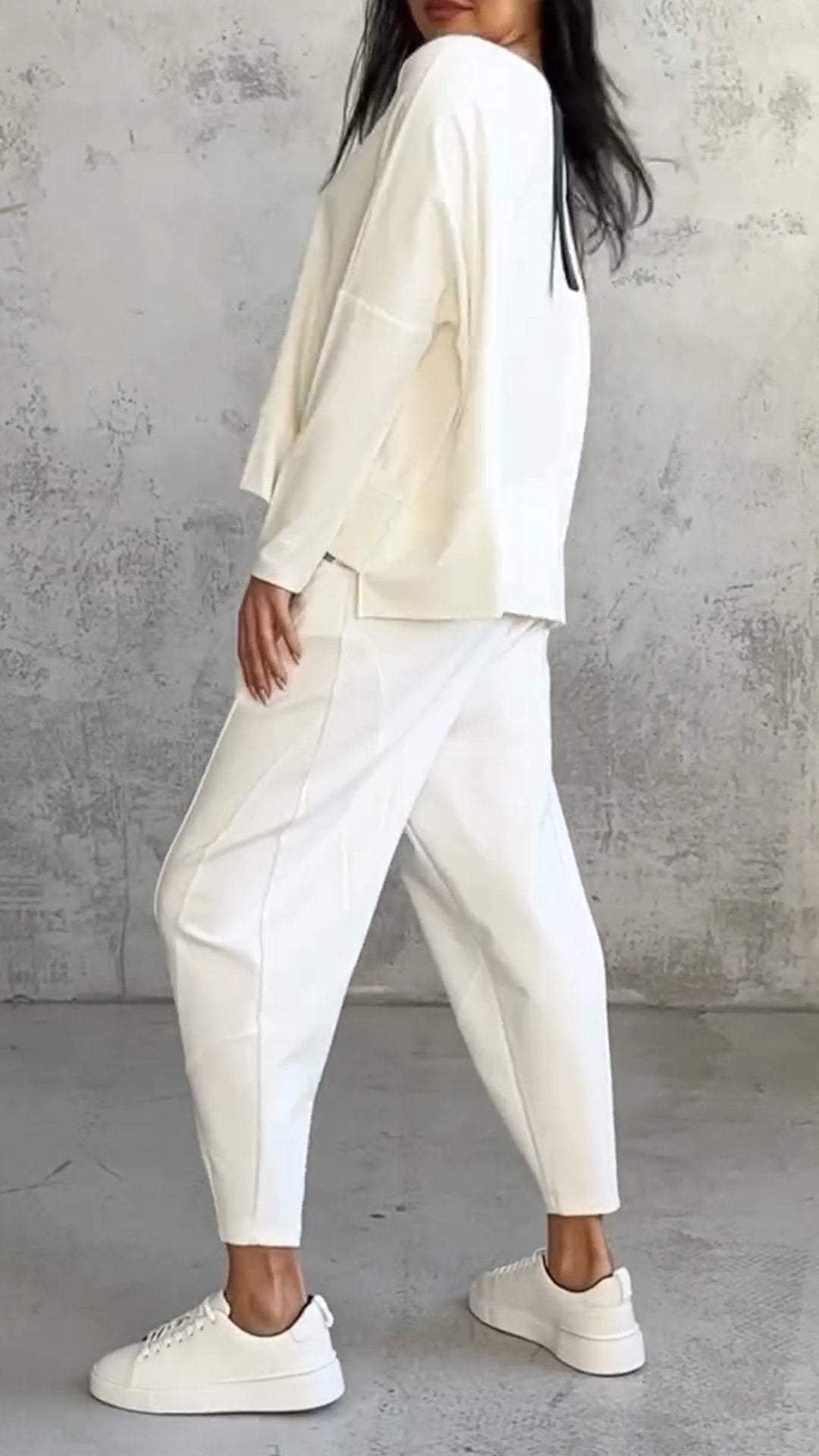 Drune | Lounge Satz Übergröße Top Gerade Hose Weicher Strick Komfort Stil