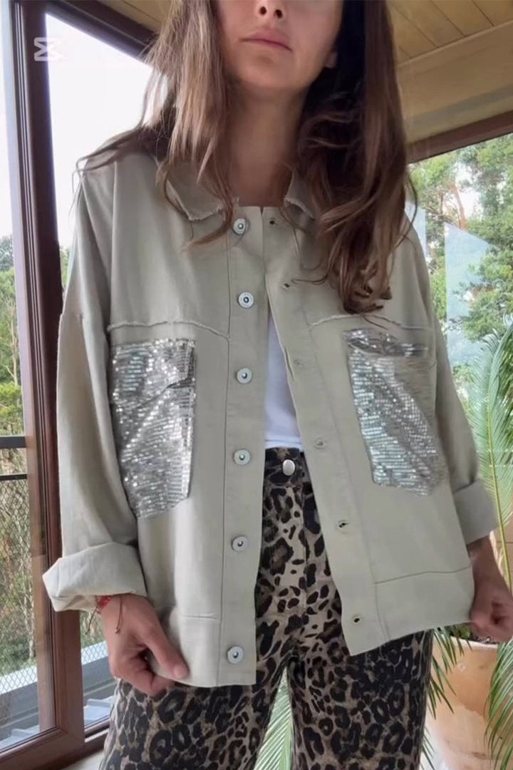 Drune | Shirtjacke mit Pailletten-details Lässige Passform Modernes Statement