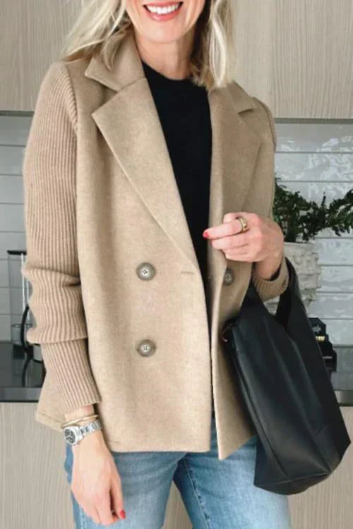 Drune | Strickärmel Blazer Doppelreihige Knöpfe Klassisch mit Einem Twist