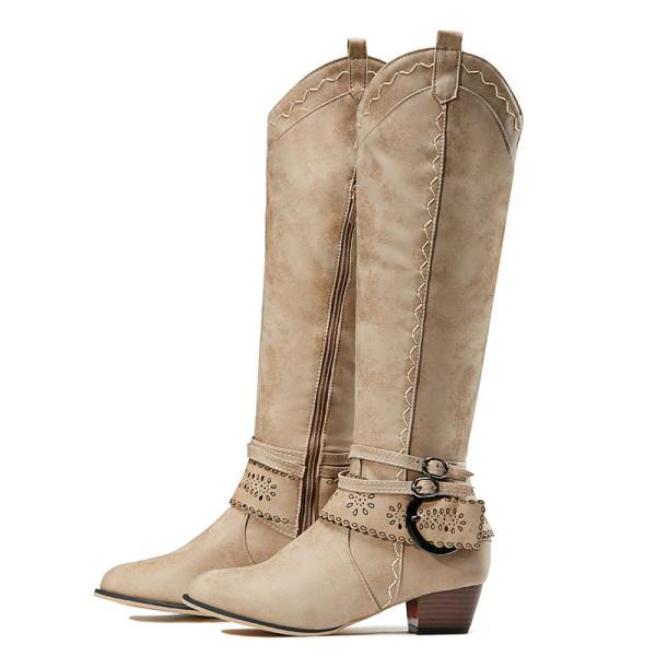 Drune | Cowboystiefel Mit Blockabsatz - Dekorative Schnalle